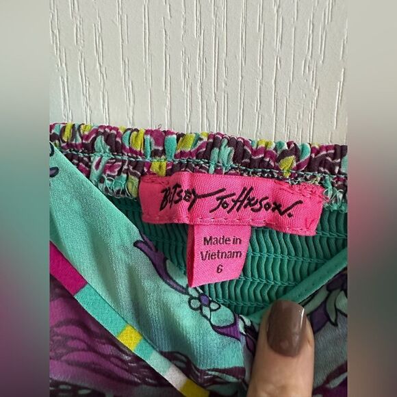 New Betsey Johnson Bohemian Maxi Dress Spaghetti Strap Womens Sz 6 Long Boho - Picture 4 of 8